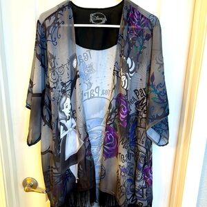 Disney Women's Graphic Kimono Jacket - Black and Purple